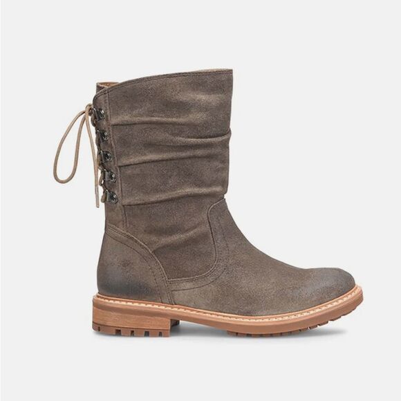 Sofft Leanna Dark Taupe Combat Boots with Lace Detail size 7.5 - Picture 1 of 11